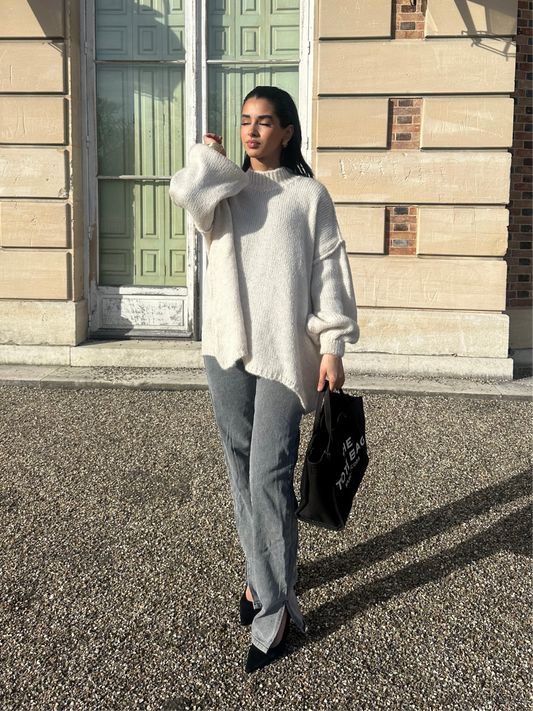 Pull oversize beige