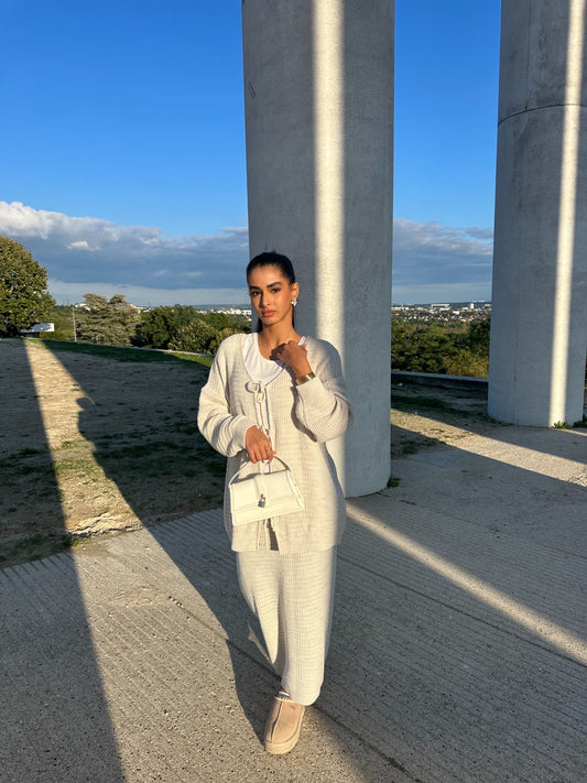 Ensemble laine beige