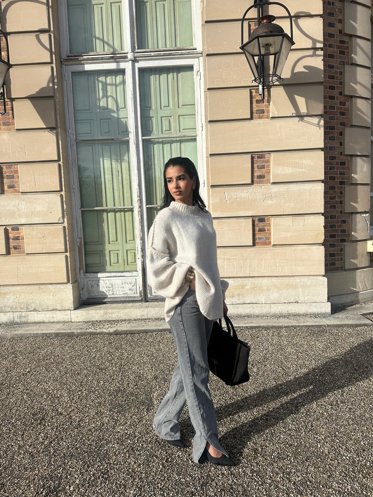 Pull oversize beige